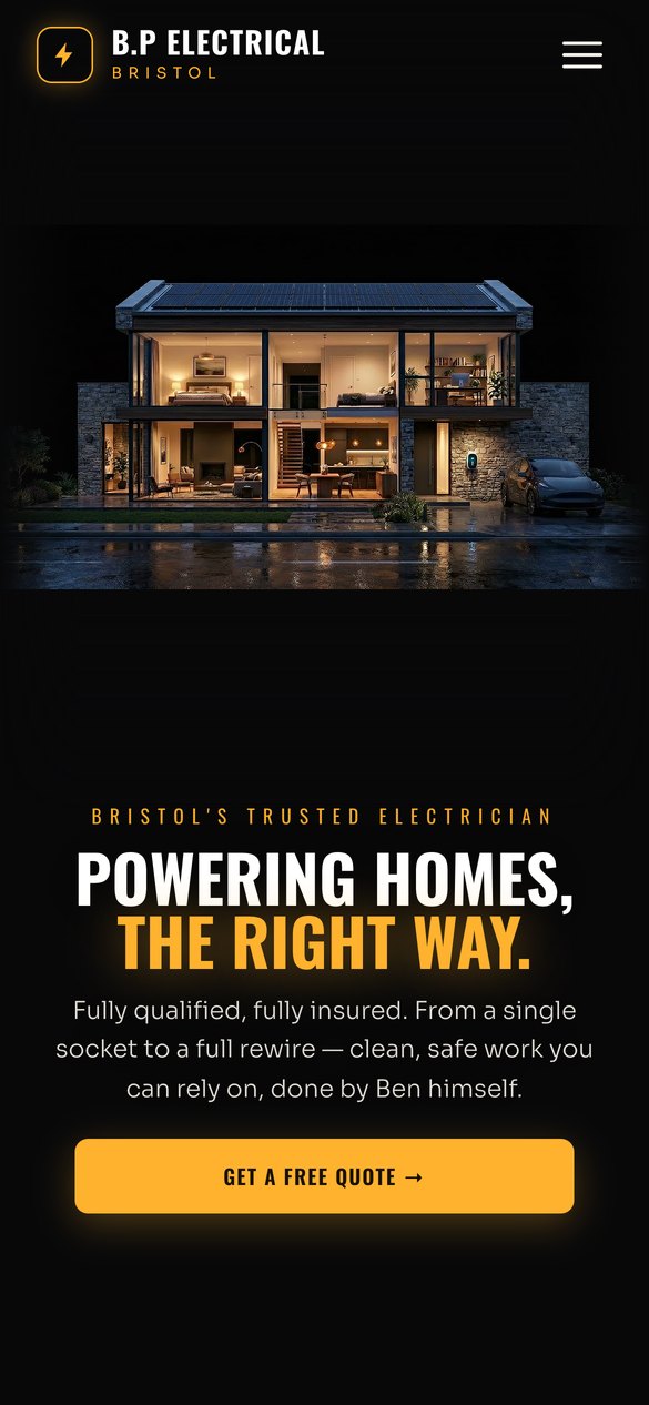 B.P Electrical website on a phone